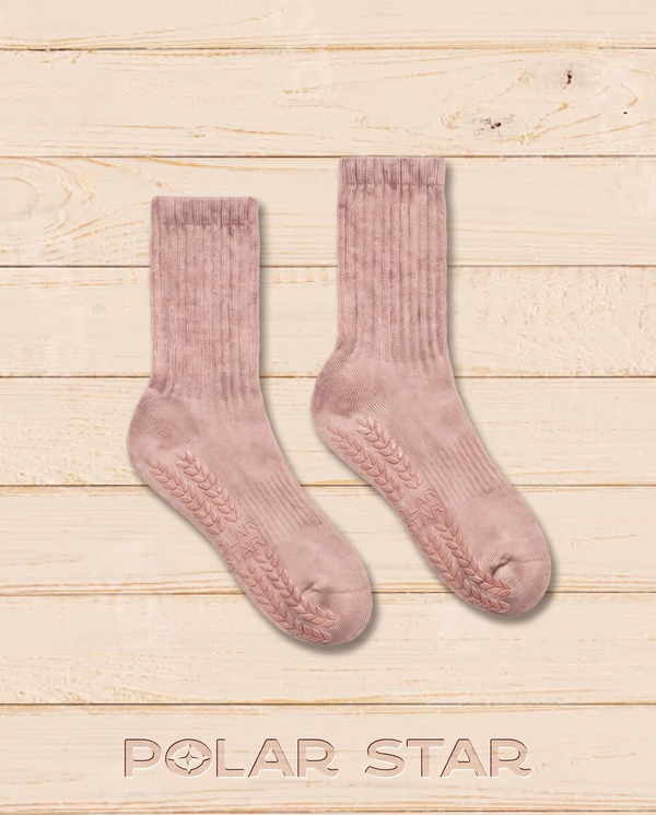 Meias de Pilates antiderrapantes Dusty Rose, rosa velho, vista do produto