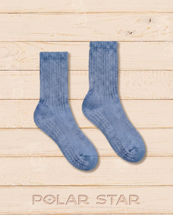 Meias de Pilates antiderrapantes Stone Blue, azul ganga, vista do produto