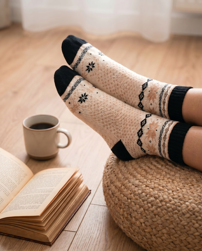 Aggende, nordische Socken aus Baumwolle mit Schneeflocken