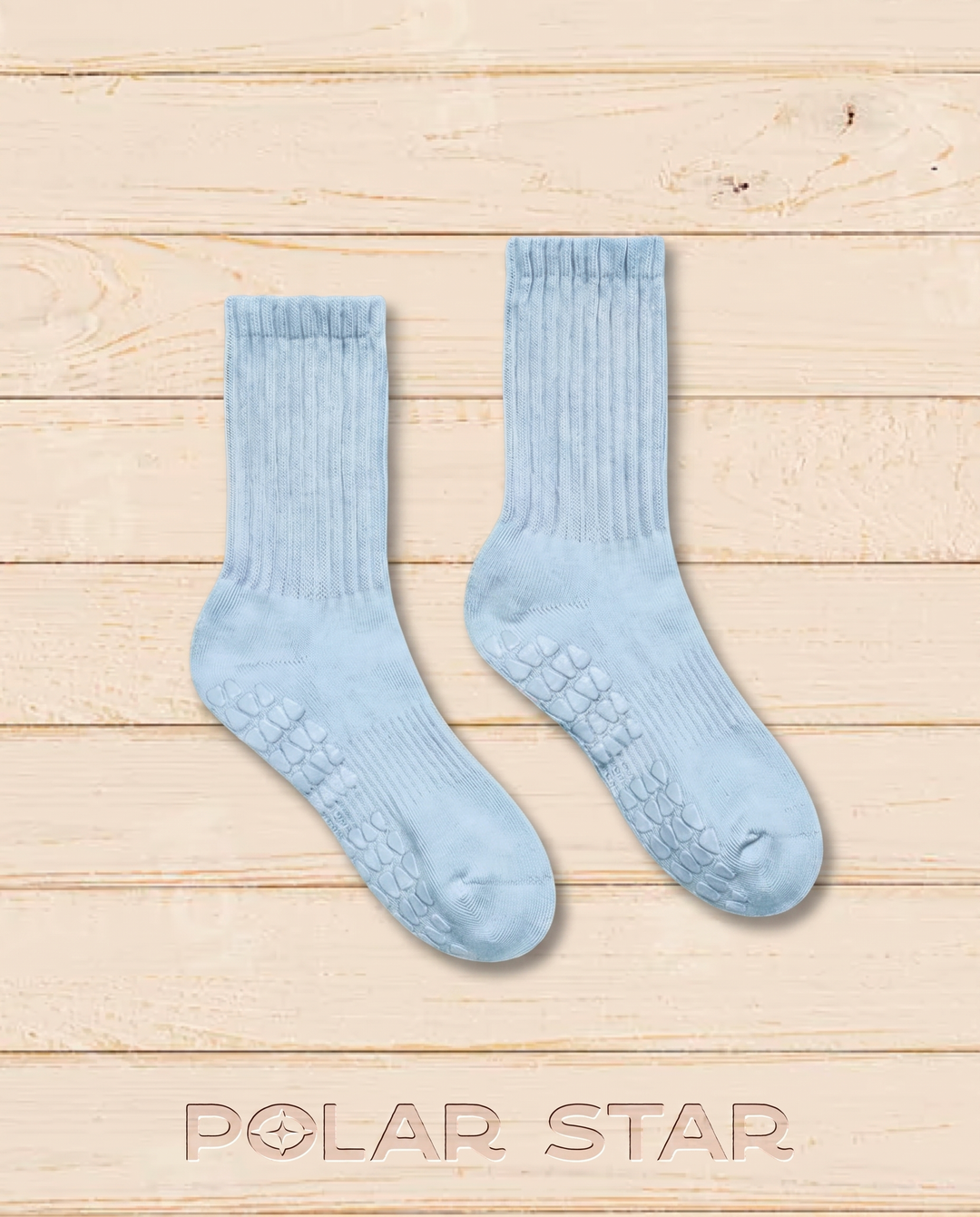 Antislip Pilatessokken Arctic Mist ijsblauw, productfoto