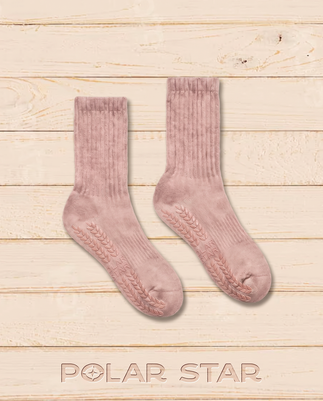 Antislip Pilatessokken Dusty Rose oudroze, productfoto