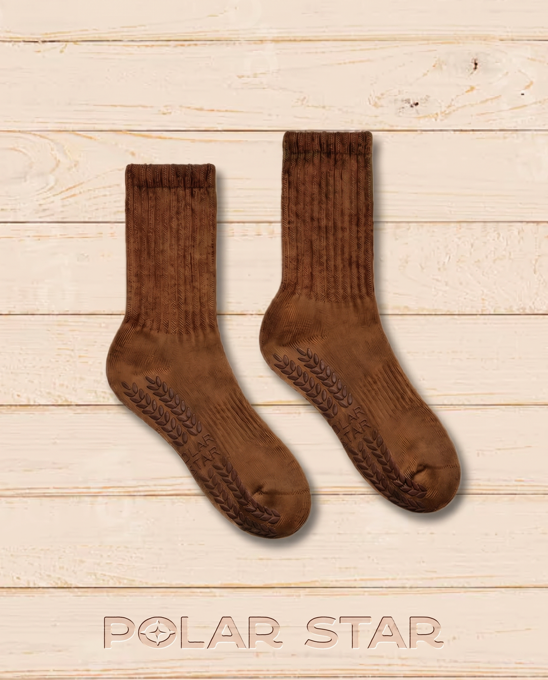 Antislip Pilatessokken Espresso donkerbruin, productfoto