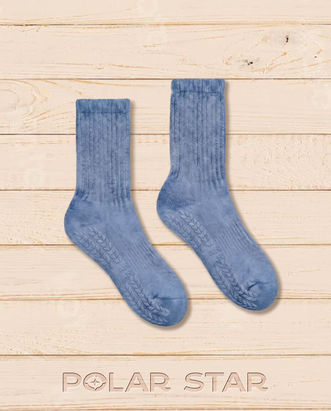 Antislip Pilatessokken Stone Blue jeansblauw, productfoto