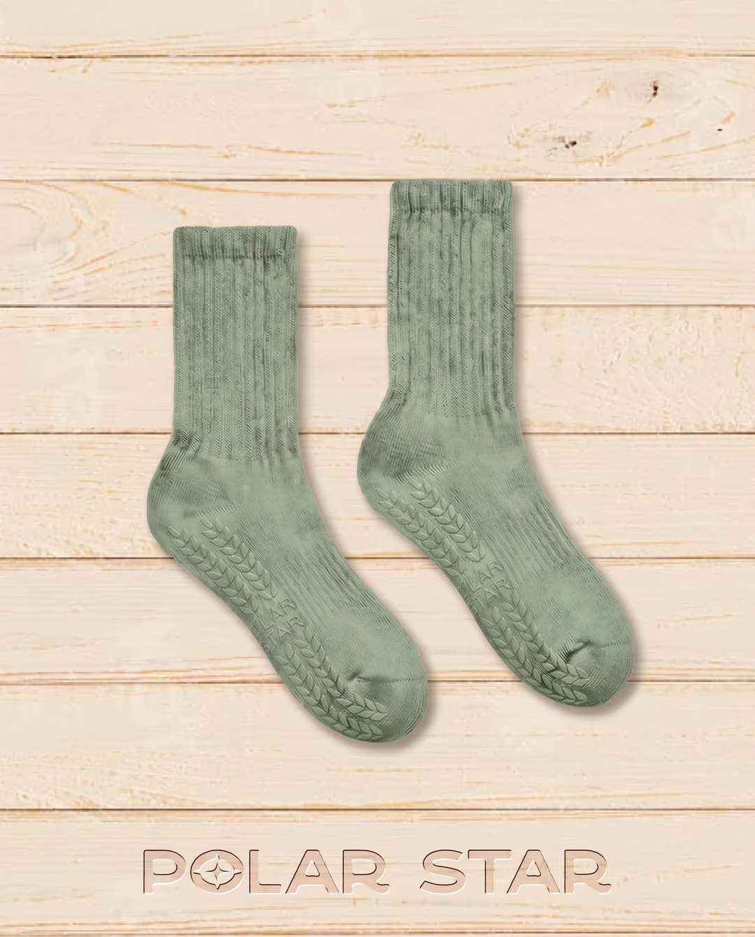 Antislip Pilatessokken Sage Mist salie groen, productfoto