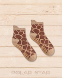 Chaussettes de Pilates antidérapantes Sahara, imprimé girafe brun, vue produit