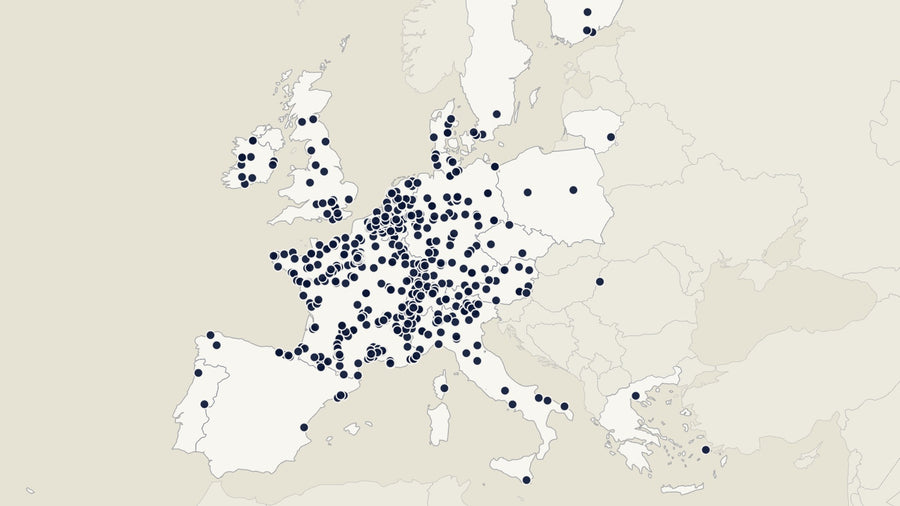 Map of Europe with the Polar Star retailers