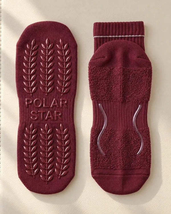 Outside: Grips the mat. Inside: Holds your foot.