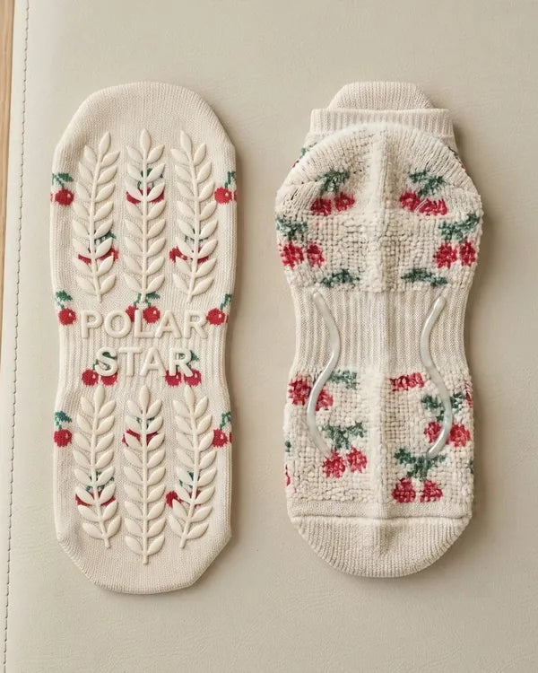 Outside: Grips the mat. Inside: Holds your foot.