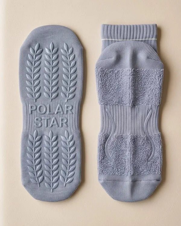 Outside: Grips the mat. Inside: Holds your foot.
